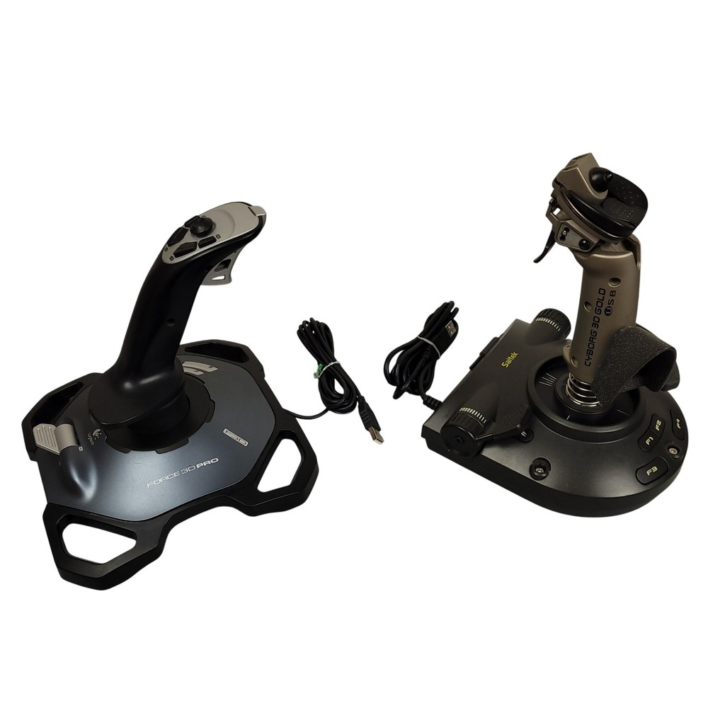Logitech Force 3D Pro + Saitek Cyborg Gold Joystick Bundle For Parts Or Repair